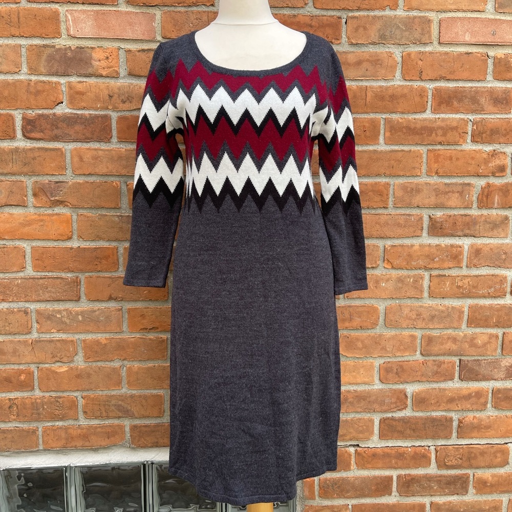 Sandra Darren Chevron Sweater Dress